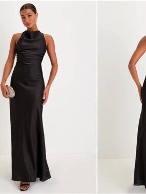 Lulus black evening gown xs nwt